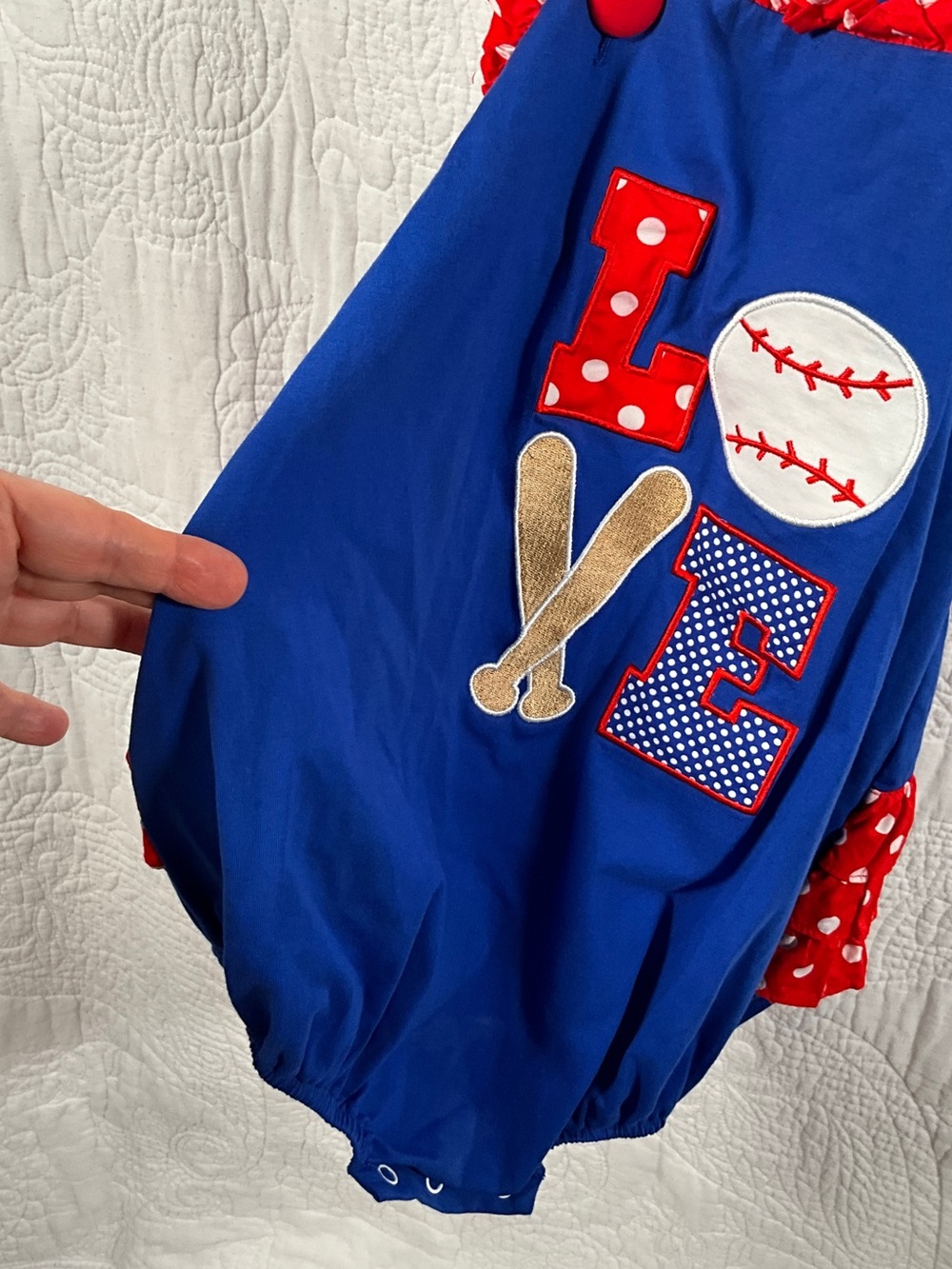 Blue Baseball Appliqué Baby One-Piece Bodysuit
